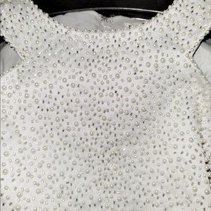 Black Tie Oleg Cassini White Beaded Top
